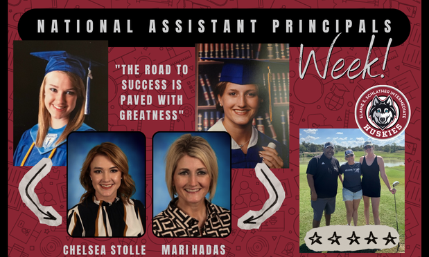 banner with images of Hadas and Stolle as high school graduates, admin and golfing with Butler