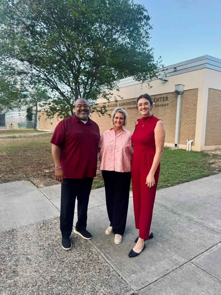 Mr. Butler, Dr. Hadas and Mrs. Stolle posing together