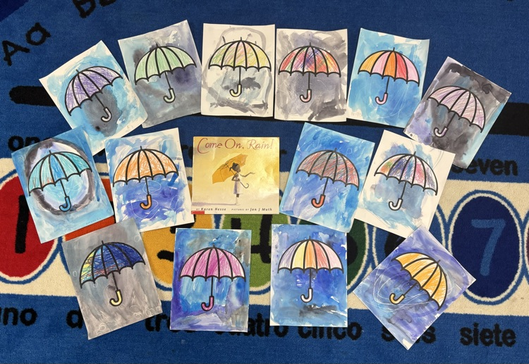 prek drawing of umbrellas in art