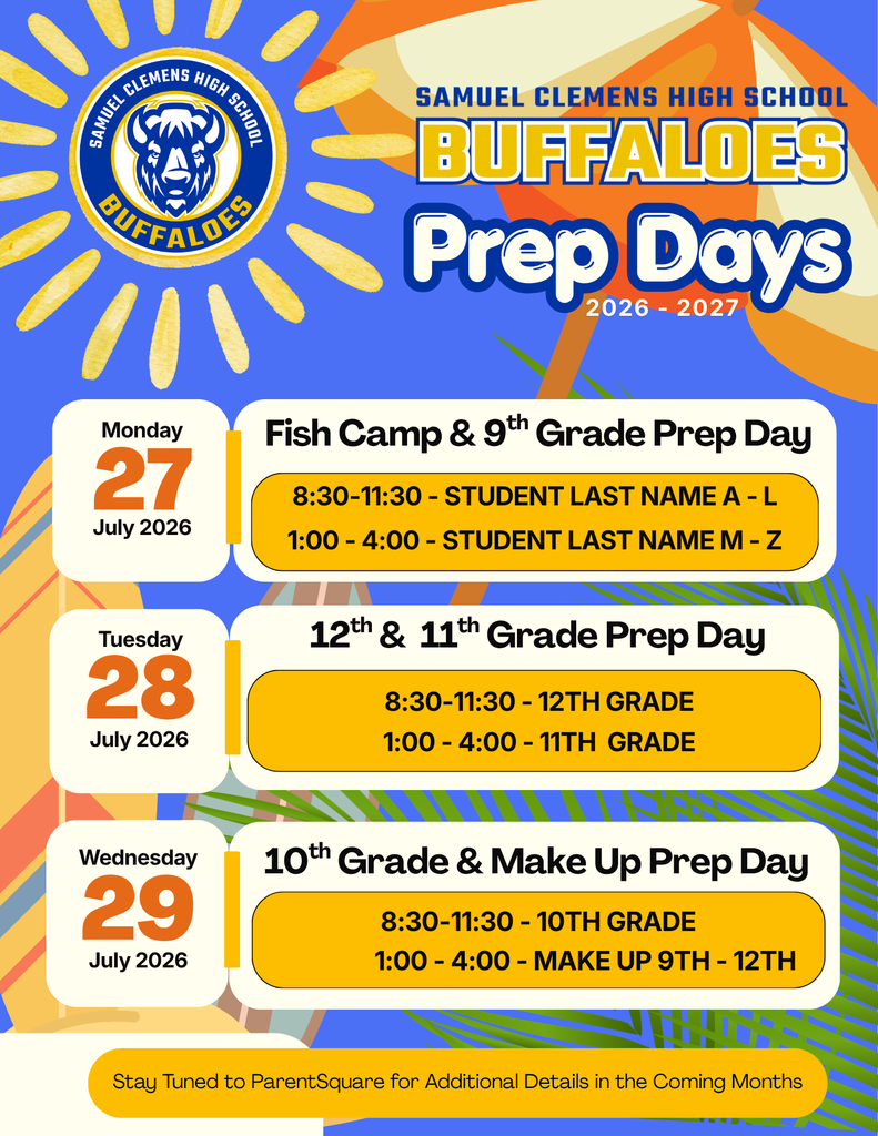 May 27, May 28, and May 29 from 8:30-11:30 or 1-4 