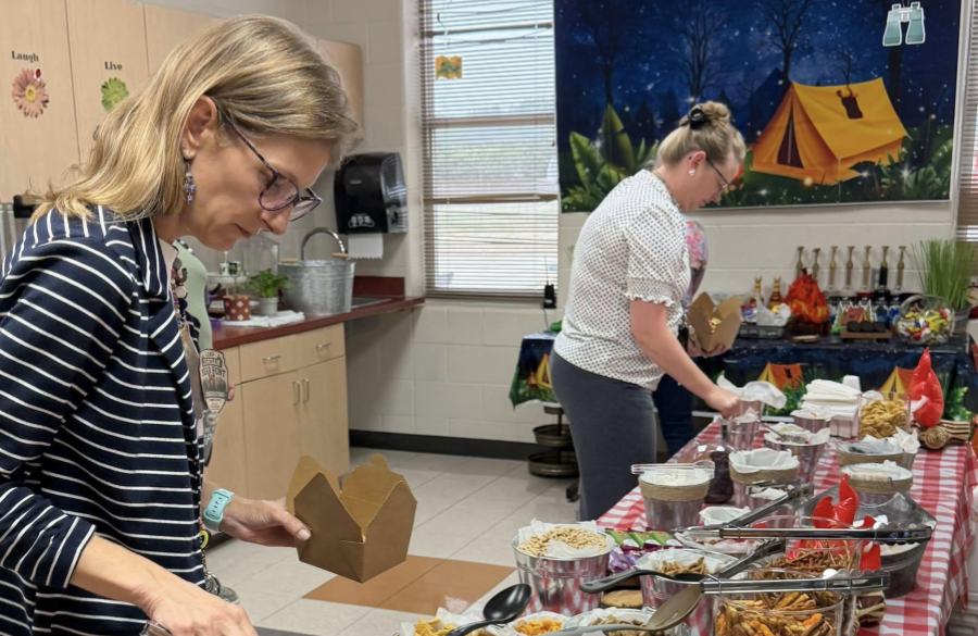 picture of teachers enjoying treats for teacher appreciation week