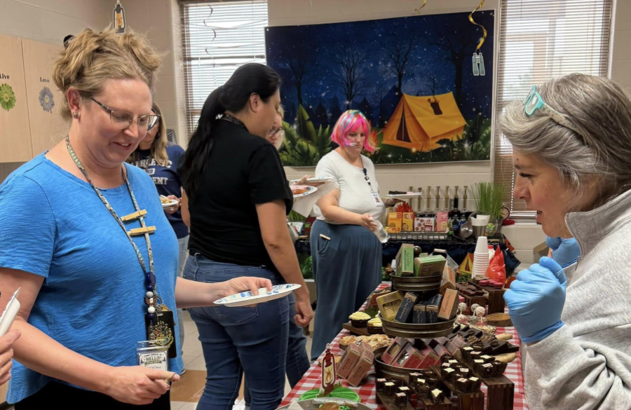 picture of teachers enjoying treats for teacher appreciation week