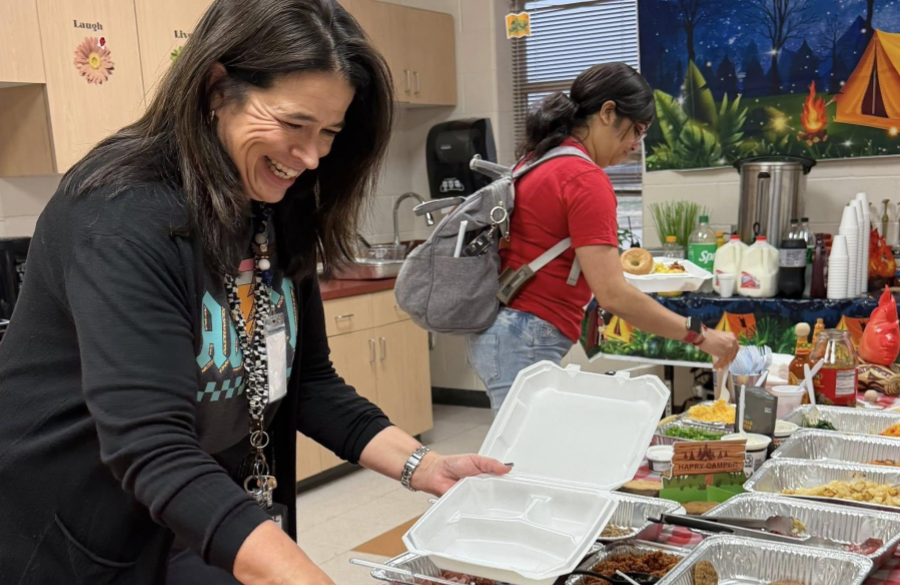 picture of teachers enjoying treats for teacher appreciation week