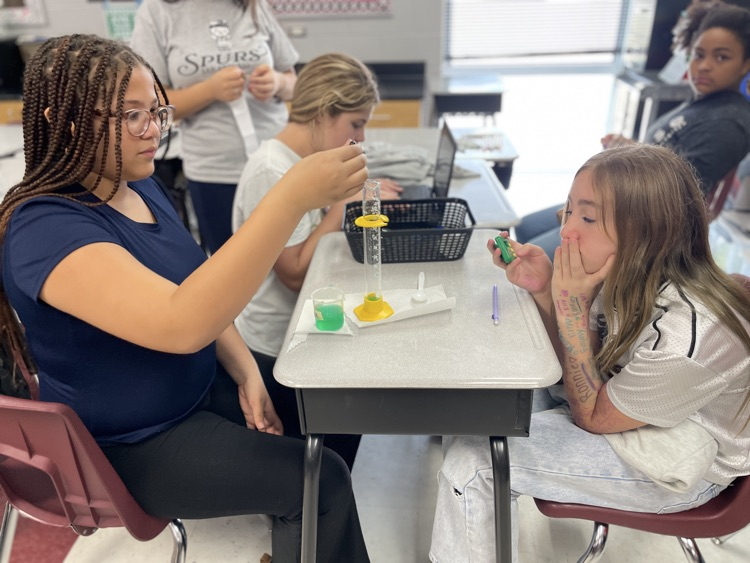 Students measuring using test tubes