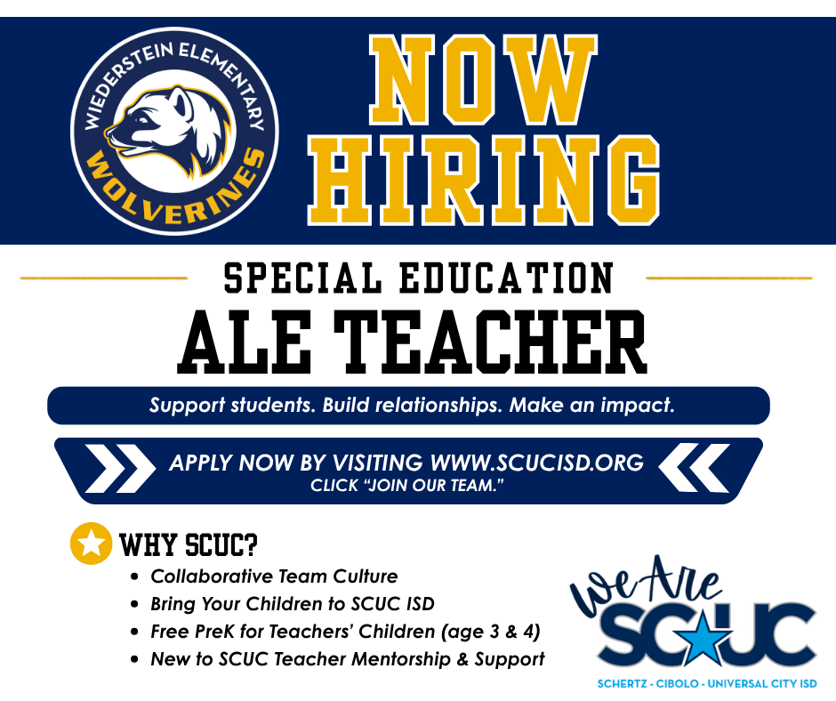 Now Hiring an ALE Teacher at Wiederstein Elementary!