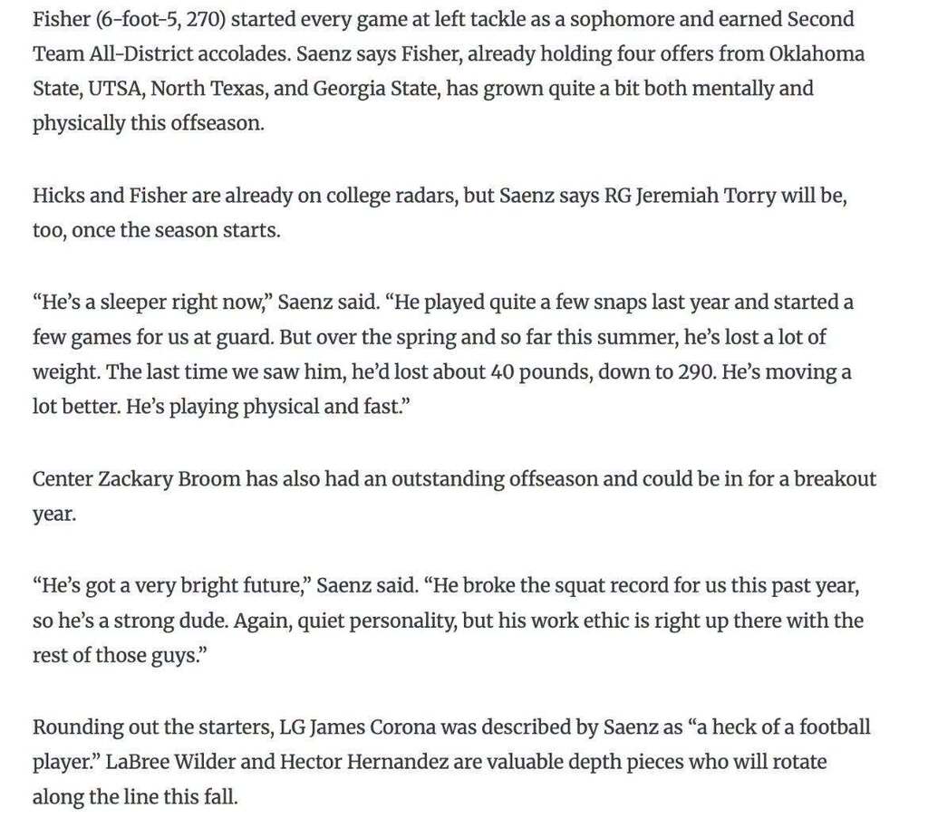 praise of football students.