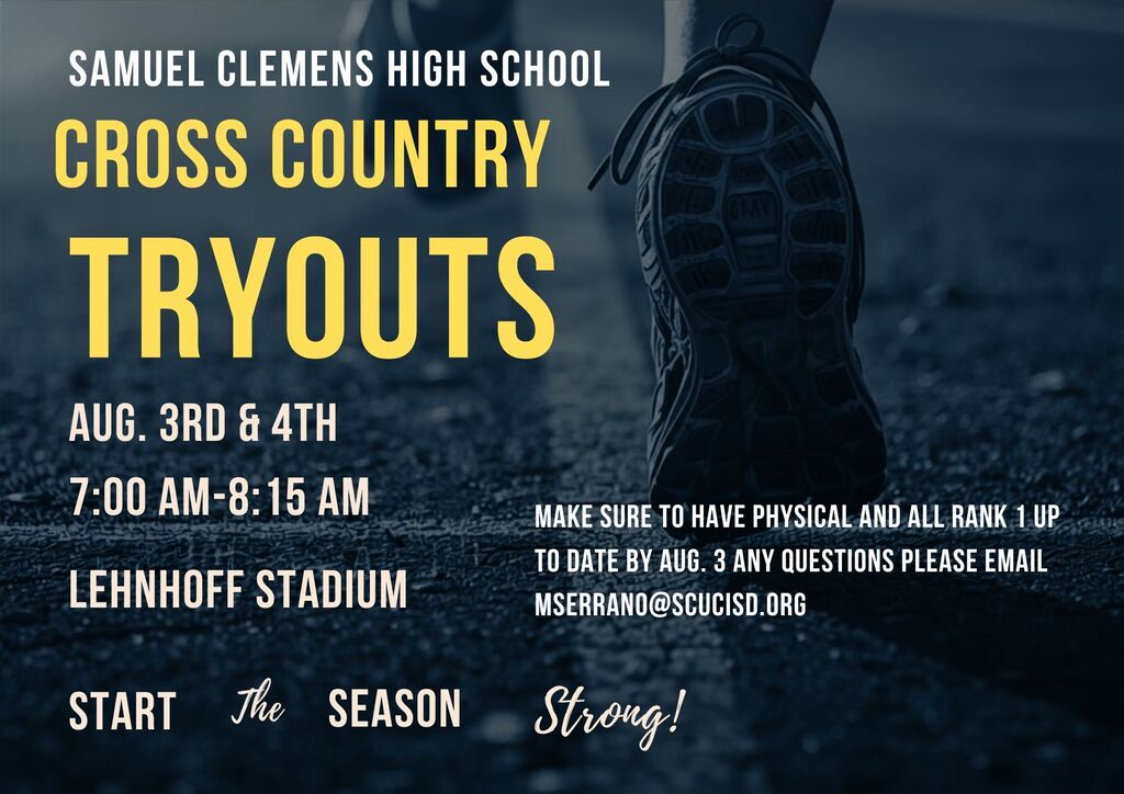 Xc tryouts 8-3-26 from 7-8:15am.