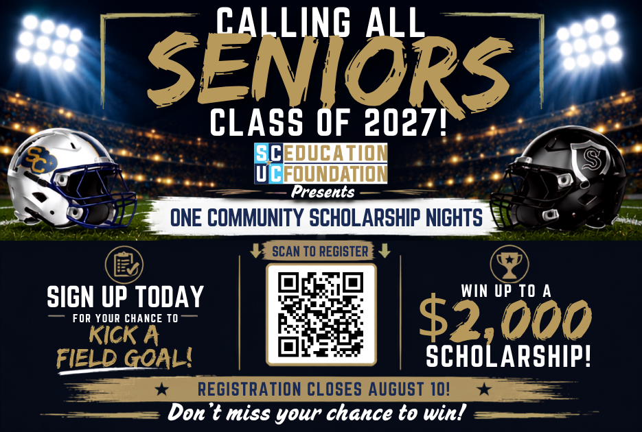 Scholarship opportunity for class of 2027. Complete the QR code to enter.