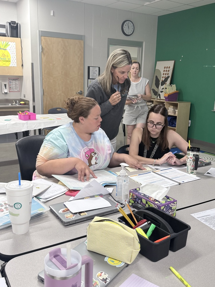 Our fantastic Pre-K team working with District Pre-K coordinator Heather Camelio to deeply analyze the PreK guidelines and the expectations for our youngest Owls  