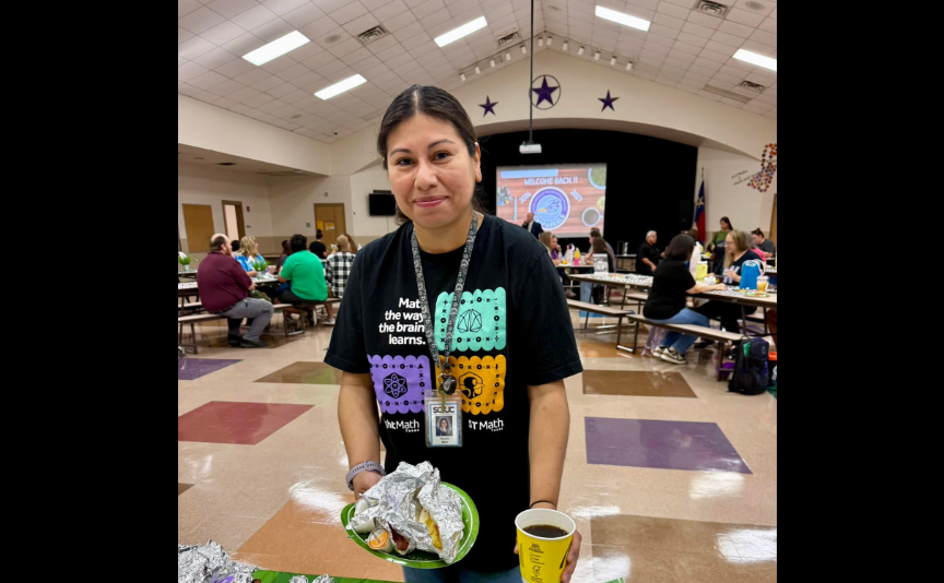 Mrs. Mata getting tacos and coffee