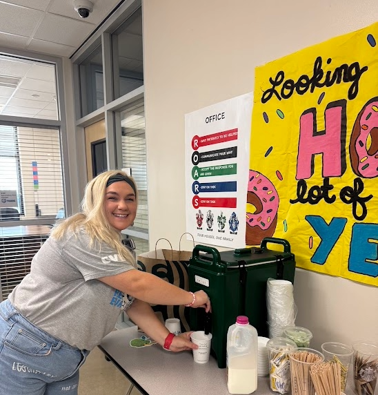 Teacher getting coffee