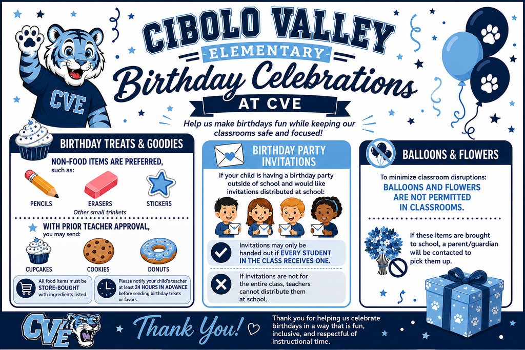 Flyer regarding birthday celebrations.