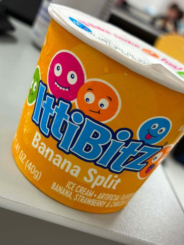 Banana split ice cream cup