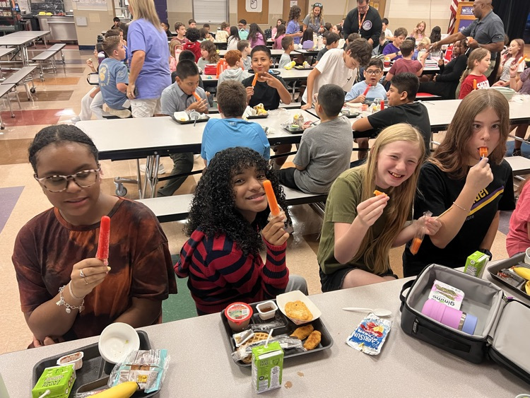 students in cafe eating popsicles