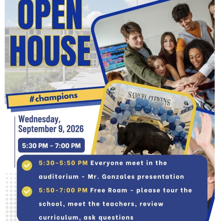 open house 9/9 from 5:30-7 in a come and go event.