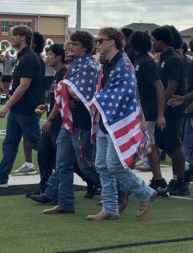 football players with usa flags