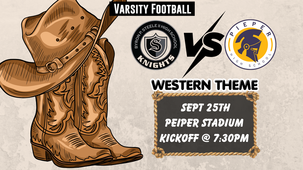 steele vs pieper varsity football sept 25th at peiper stadium. kickoff at 7:30pm