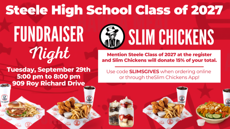 Slim Chickents Fundraiswer Night September 29th from 5pm - 8pm.
