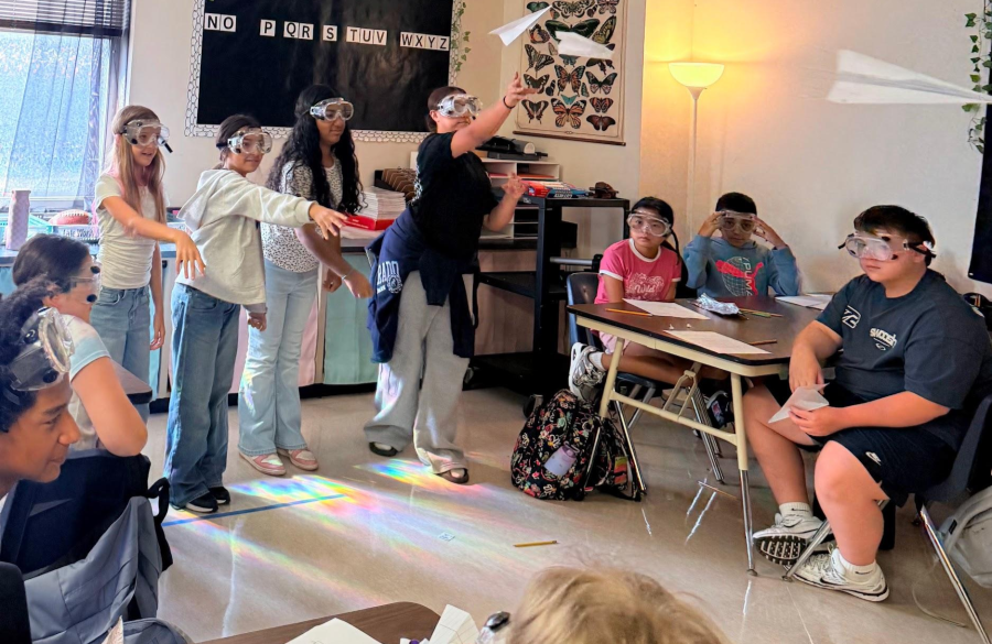 Students at Jordan Intermediate participating in Science Experiments.