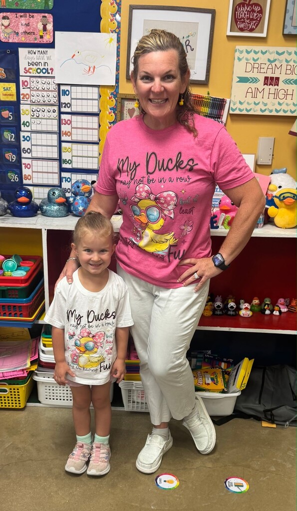 Teacher dressed like student.