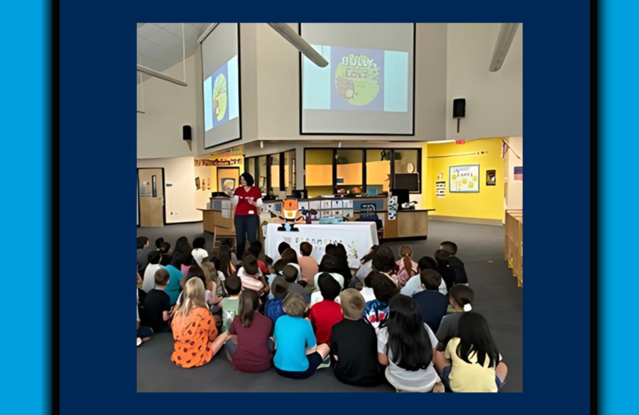 Claudia Villareal speaks to Wiederstein students about her book , The Bully Who Learned to Love