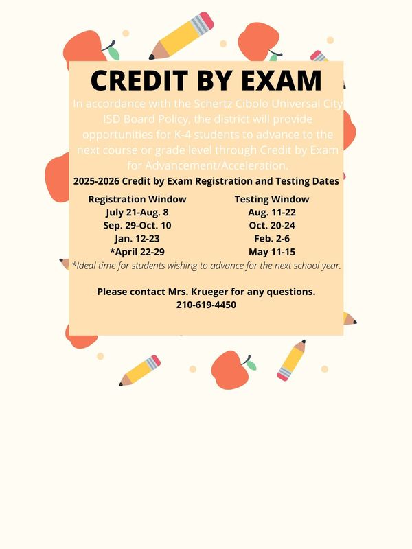 Credit by Exam Information