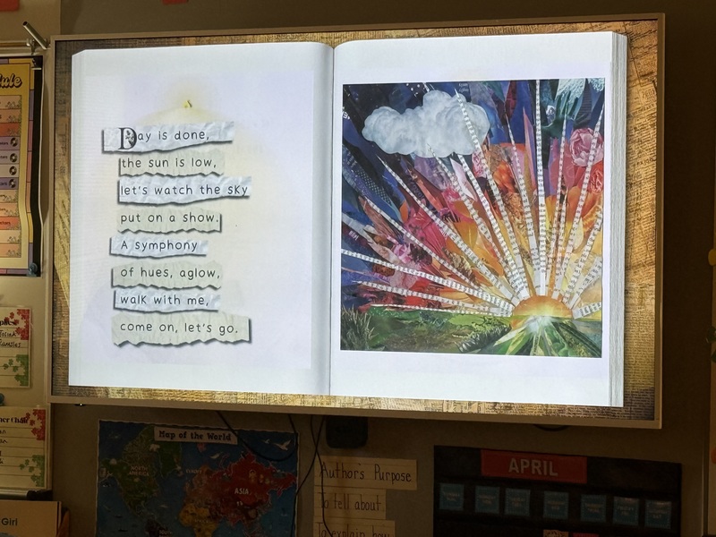 Bright colors and images were a feature of the work by Stakes.
