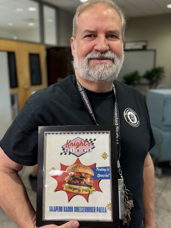 Chef David Slight with the team's Diner motif.