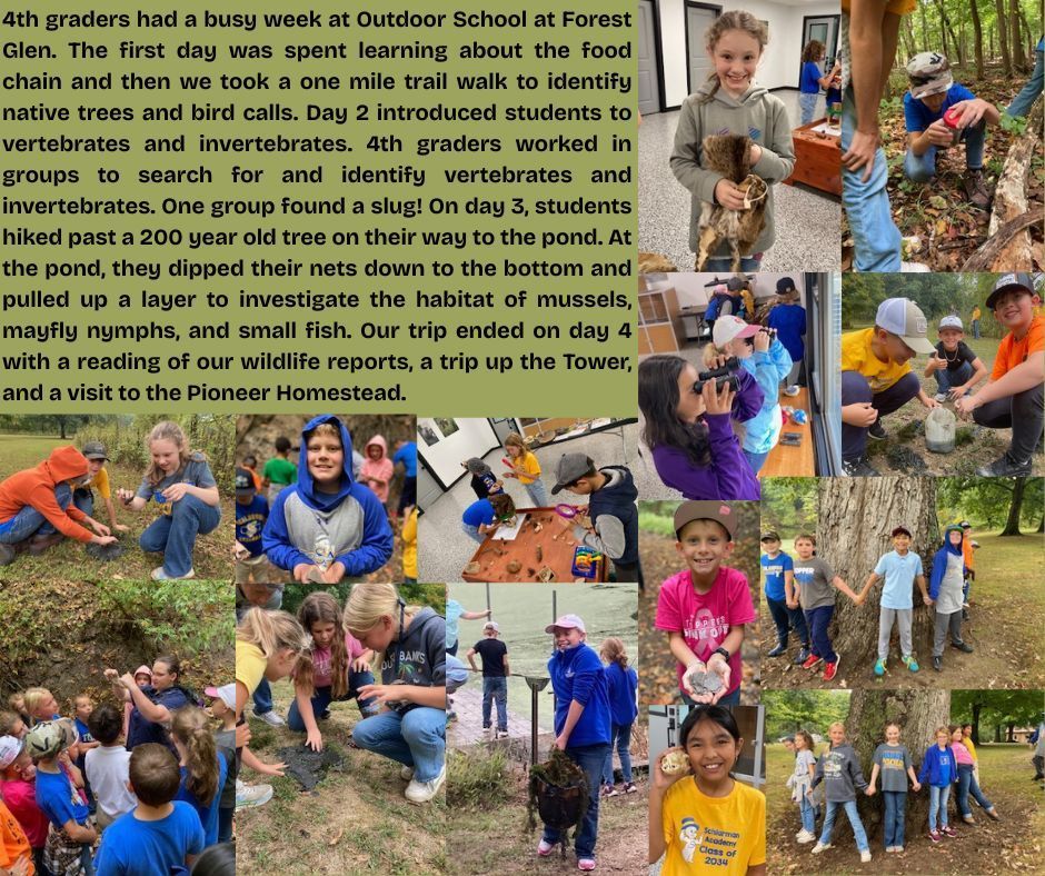 4th graders had a busy week at Outdoor School at Forest Glen