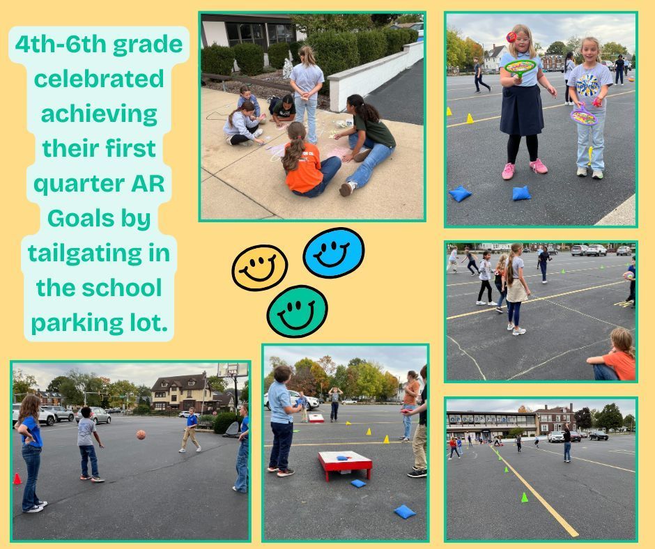 4th-6th grade celebrated achieving their first quarter AR Goals by tailgating in the school parking lot