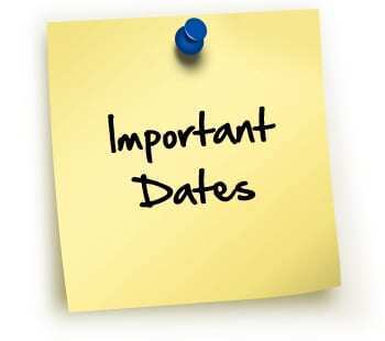 Important Dates Post-It Note