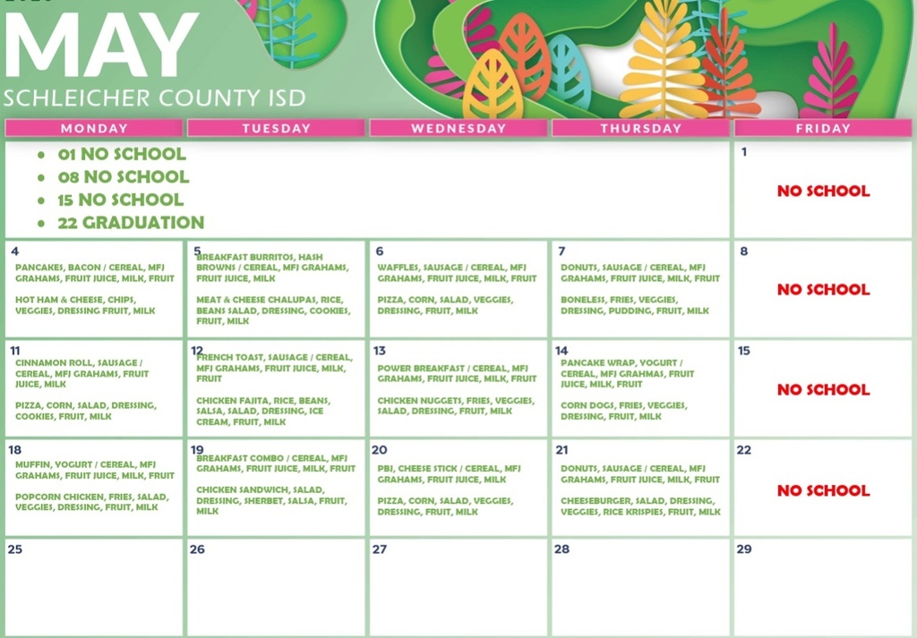 MAY MENU