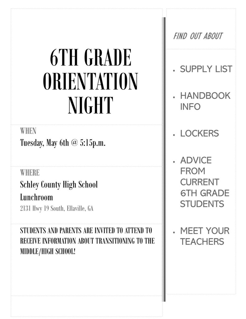 6th Grade Orientation