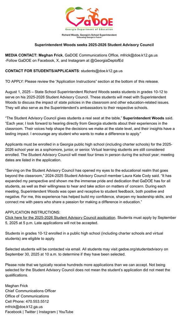 Student Advisory Council