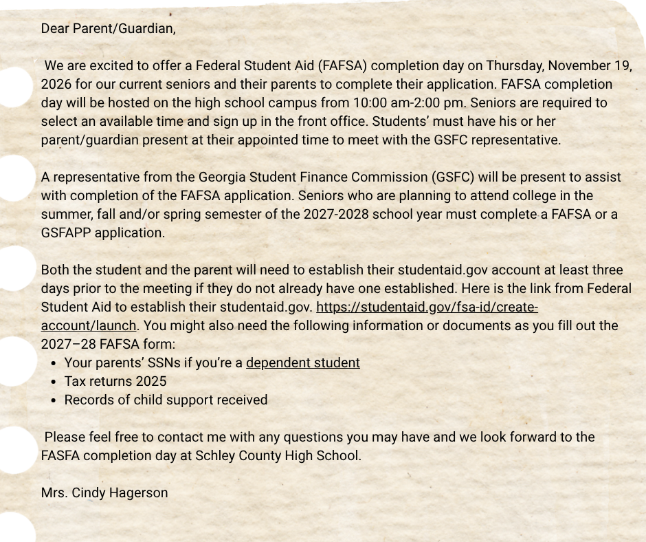 FAFSA Letter
