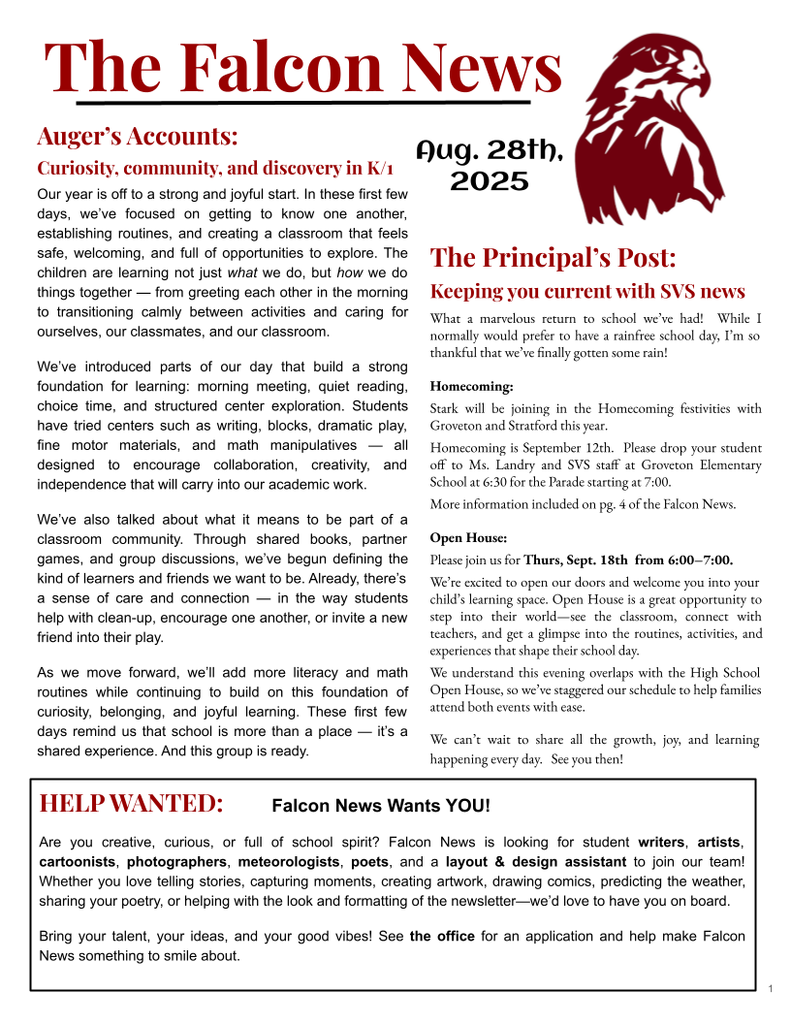 Falcon News pg. 1