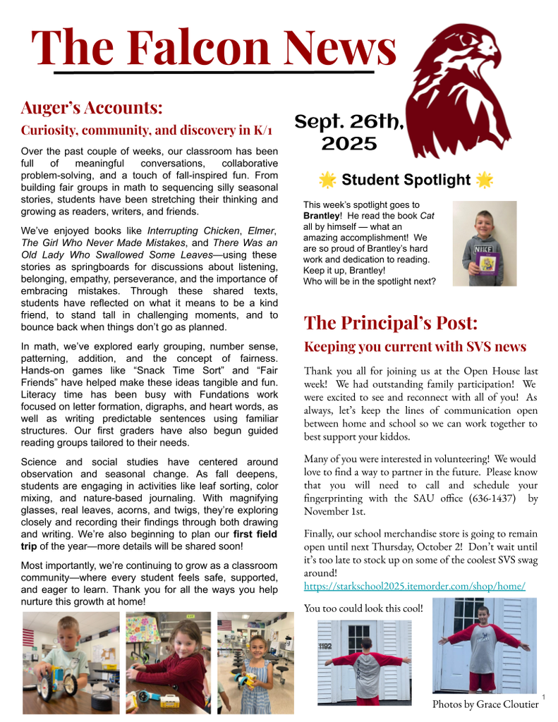 Falcon News pg. 1