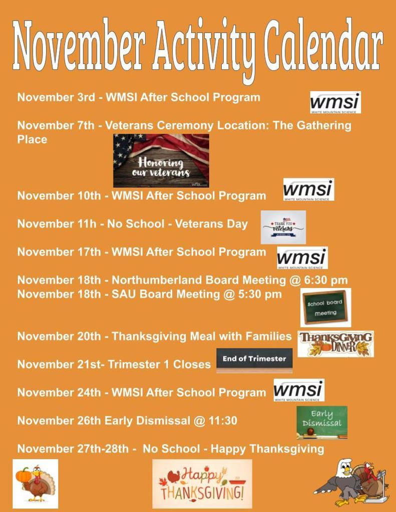 November 2025 Activity Calendar