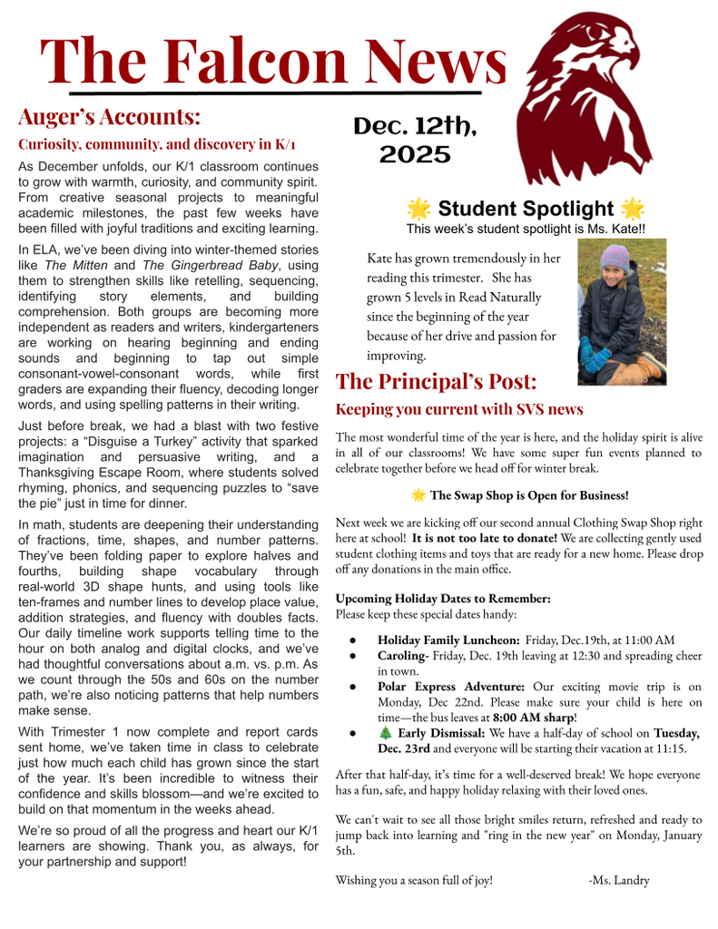 SVS Falcon News pg 1