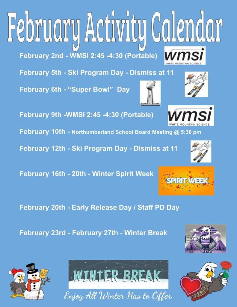 Feb Activities Calendar
