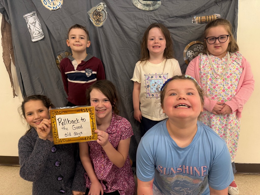 Students posing for Time Travel Tuesday