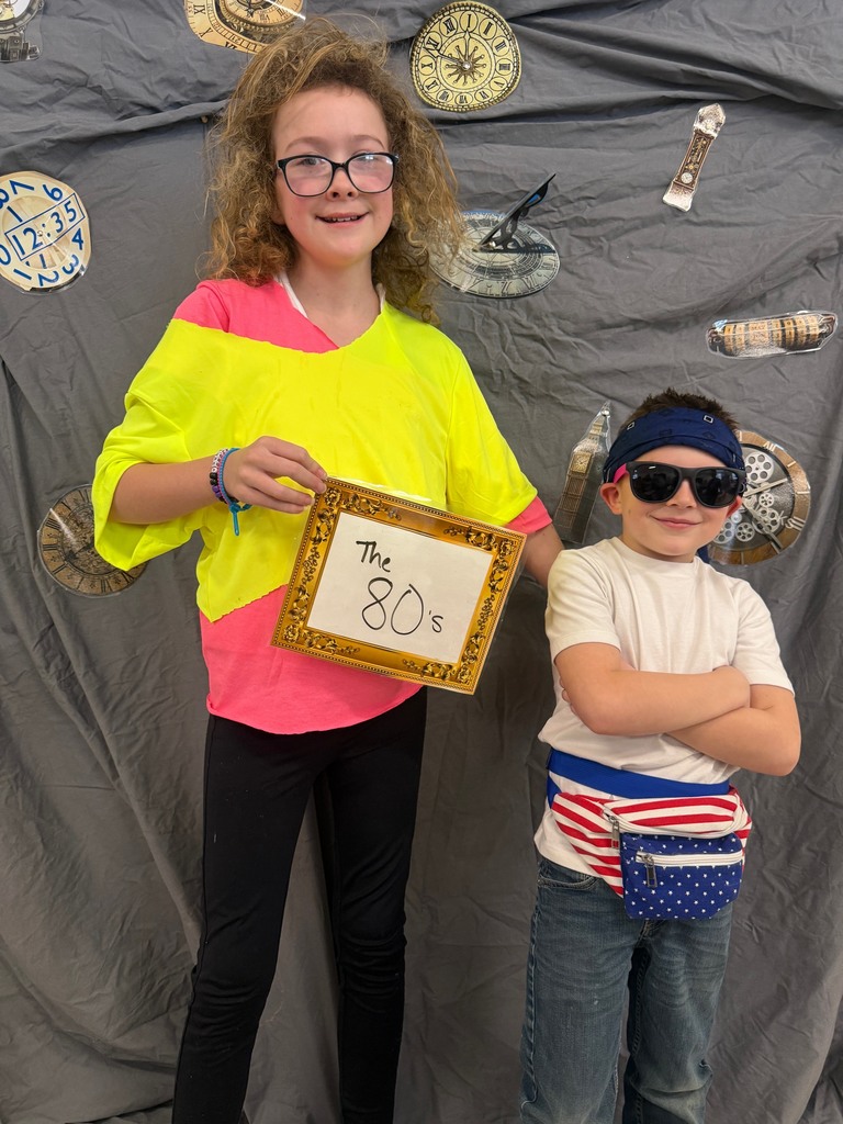 Students posing for Time Travel Tuesday