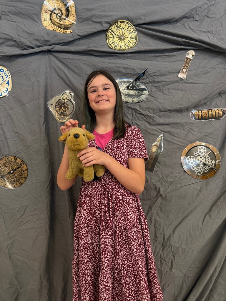 Student posing for Time Travel Tuesday