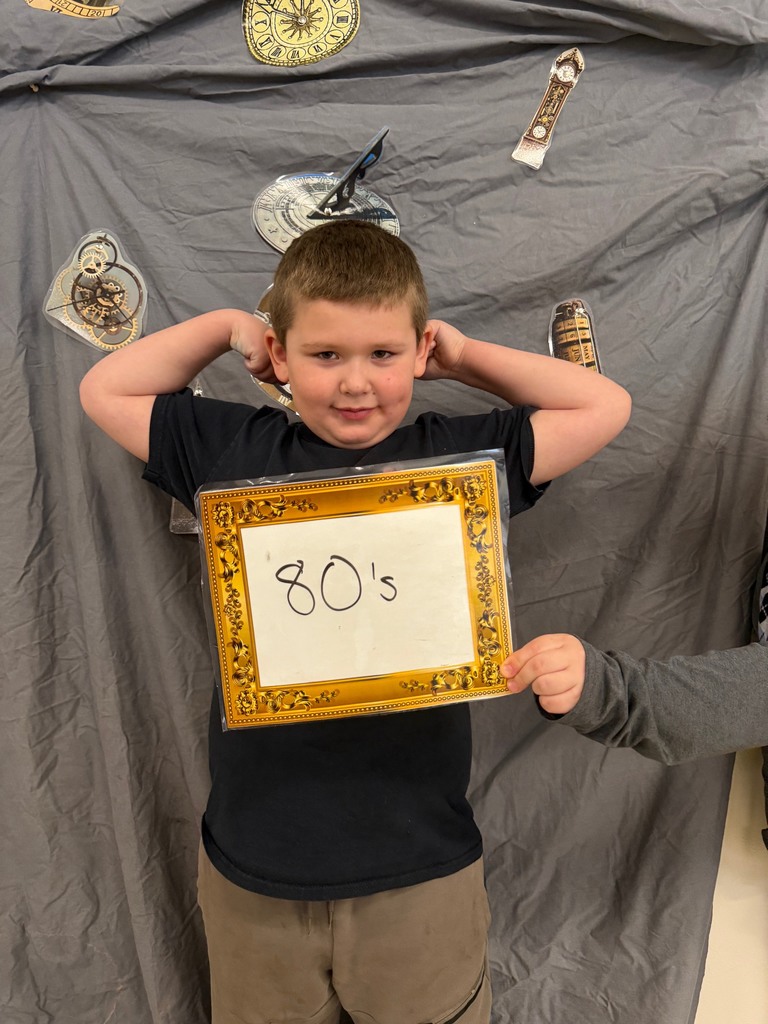 Student posing for Time Travel Tuesday