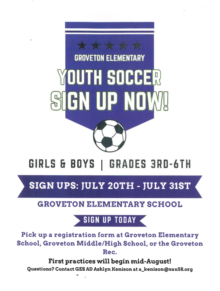 Youth Scoccer Sign ups flyer