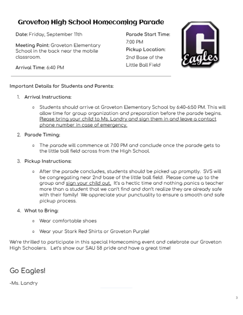 Homecoming Parade information