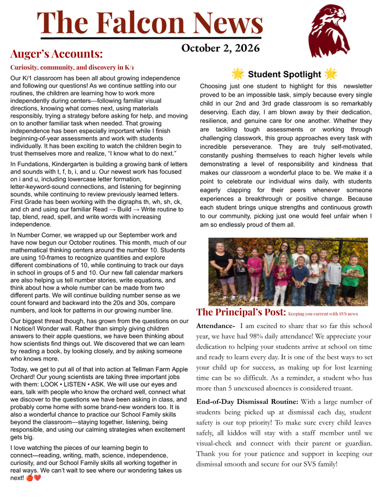 Falcon News pg. 1