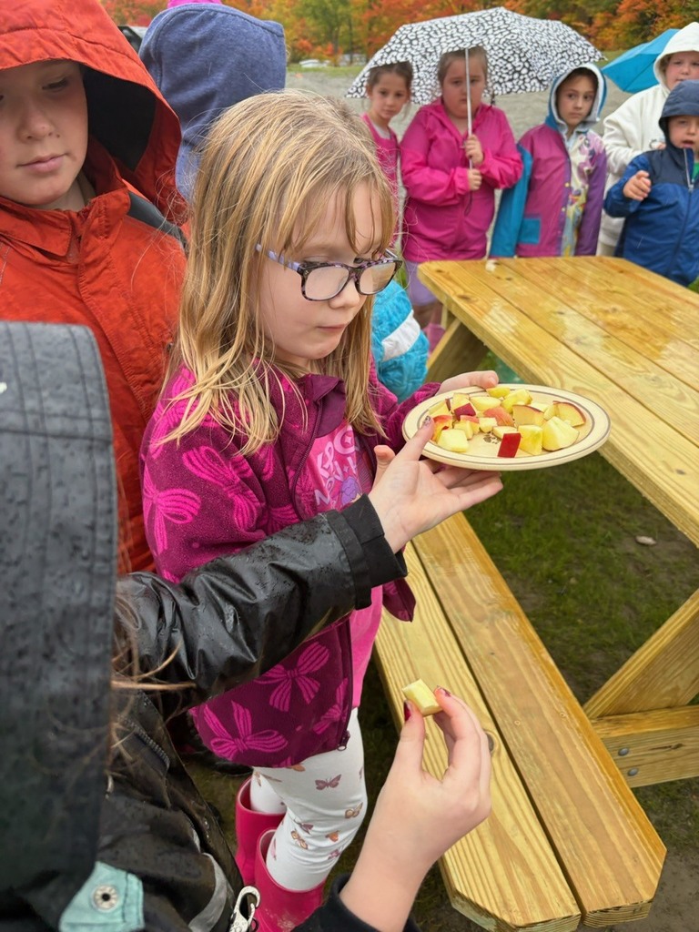 students sampling apples