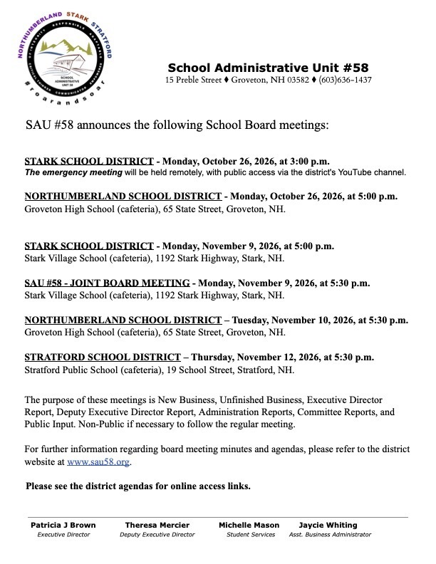 Board meetings schedule