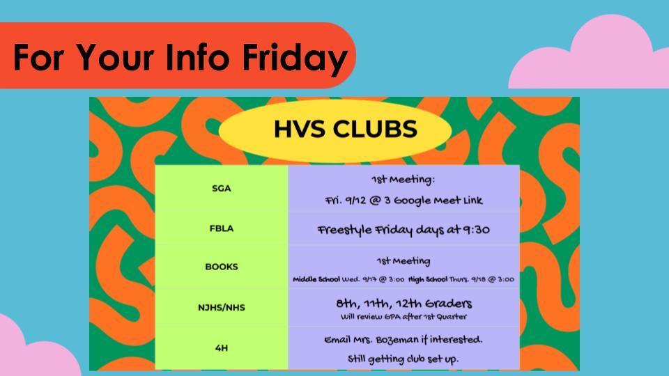 For Your Info Friday: HVS Clubs